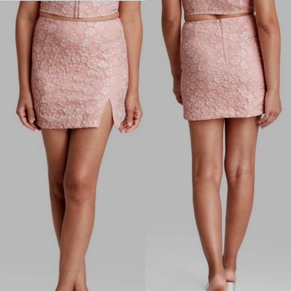 Wild Fable Pink & White Floral Mini Skirt